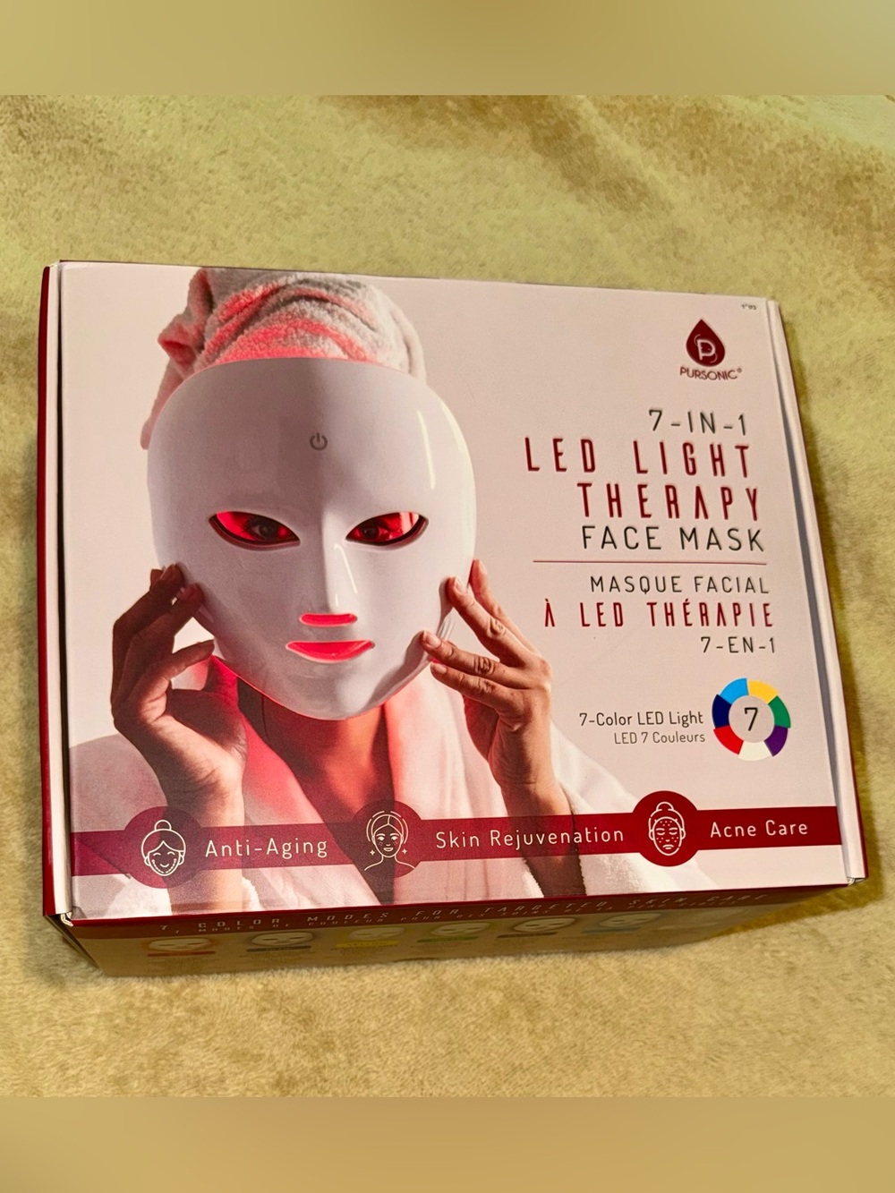 Pursonic LED Light Mask |New in box
7-in-1 LED Light Therapy Face Mask